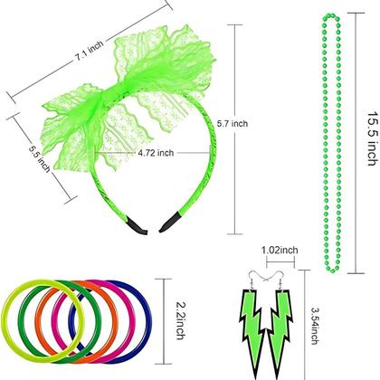 Imagem de Kit Fantasia Anos 80 Verde Neon