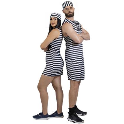 Imagem de Kit Fantasia Casal Presidiário Listrado 157
