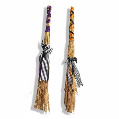 Imagem de Kit Fantasia festa Halloween Bruxa Chapéu + Vassoura 60cm