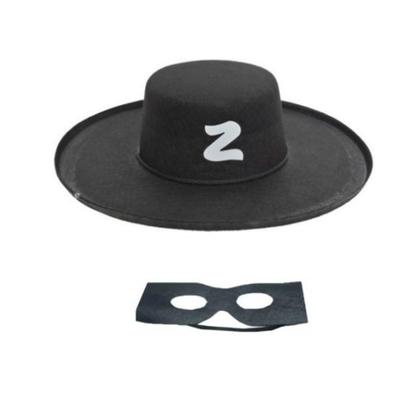 Imagem de Kit Fantasia Zorro Chapéu + Máscara + Capa Adulto