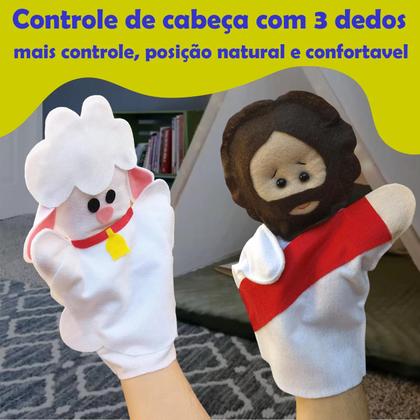 Imagem de Kit fantoche bíblico jesus maria josé anjo ovelha 5pçfeltro