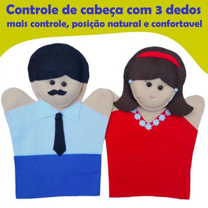 Imagem de Kit Fantoche Família Terapeutica Branca 7 Peças Feltro