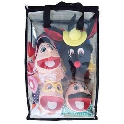 Imagem de Kit Fantoches De Mão História Infantil Chapeuzinho Vermelho Com 4 Personagens