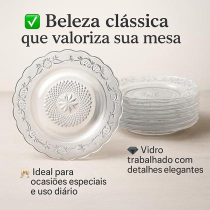 Imagem de Kit Faqueiro 25 Peças com Porta Talher Conjunto 4 Pratos Fundo Vidro Transparente