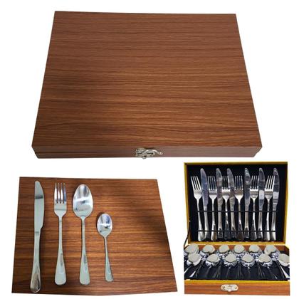 Imagem de Kit Faqueiro Completo 24 peças Aparelho de Jantar Inox Antioxidante - Acompanha Maleta Porta Talheres