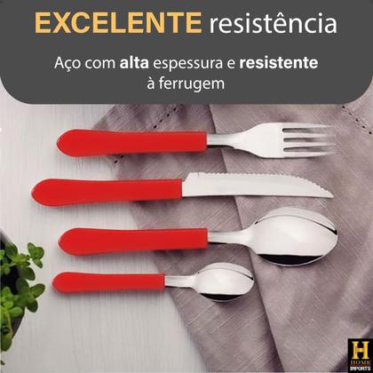 Imagem de Kit Faqueiro Completo Com Lâminas De Aço Inox 24 Peças + Organizador De Gavetas Top