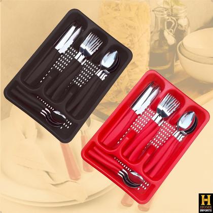 Imagem de Kit Faqueiro Completo Com Lâminas De Aço Inox 24 Peças + Organizador De Gavetas Top