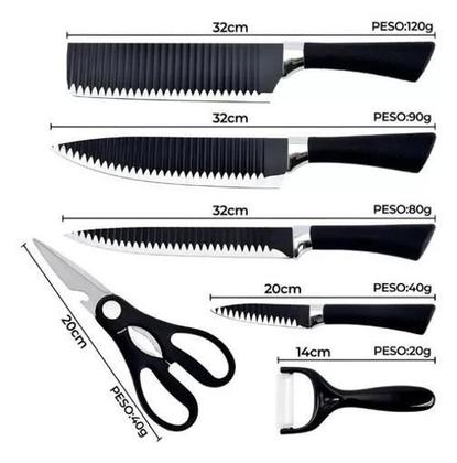 Imagem de Kit Faqueiro Completo Cozinha: 6 Peças Descascador E Facas