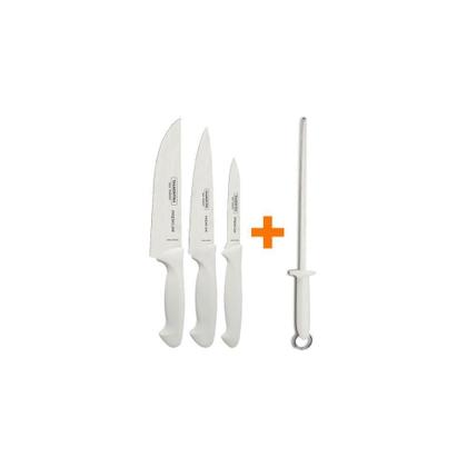 Imagem de Kit - Faqueiro Premium 3 Peças + 1 Chaira Estriada 10 Pol Profissional - Tramontina