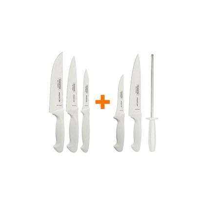 Imagem de KIT - Faqueiro Premium 3 Peças + 1 Jogo de Facas com Chaira Premium 3 Peças - Tramontina