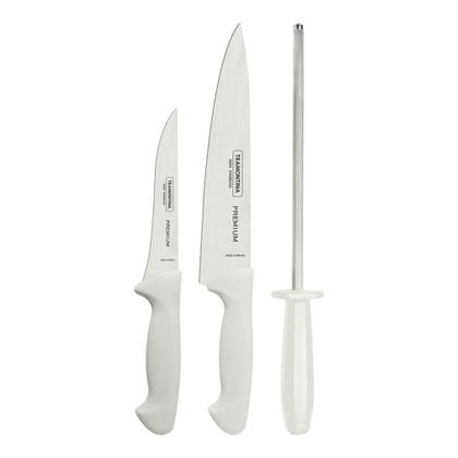 Imagem de KIT - Faqueiro Premium 3 Peças + 1 Jogo de Facas com Chaira Premium 3 Peças - Tramontina