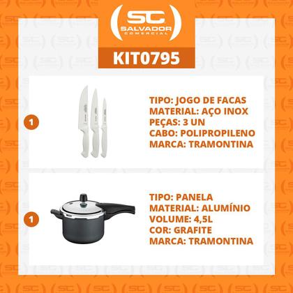 Imagem de KIT - Faqueiro Premium 3 Peças + Panela de Pressão 4,5 Vancouver Grafite - Tramontina
