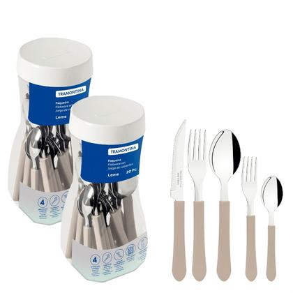 Imagem de Kit Faqueiros Tramontina de Mesa com Pote 40 peças Leme Inox