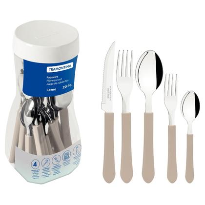 Imagem de Kit Faqueiros Tramontina de Mesa com Pote 40 peças Leme Inox