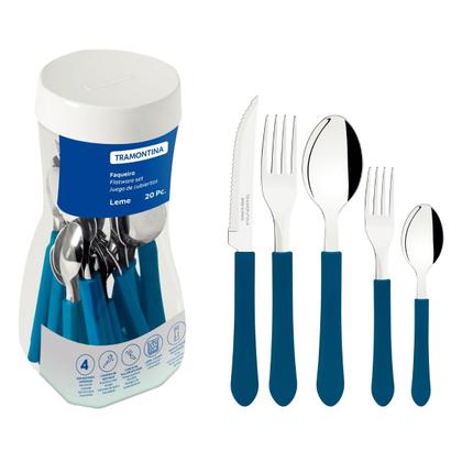 Imagem de Kit Faqueiros Tramontina de Mesa com Pote 40 peças Leme Inox