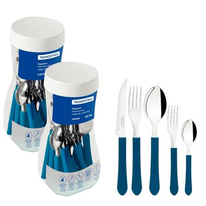 Imagem de Kit Faqueiros Tramontina de Mesa com Pote 40 peças Leme Inox
