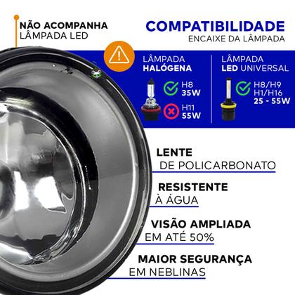 Imagem de Kit Farol Auxiliar Milha Sandero 2015 2016 2017 Moldura Cromada Botao Touch