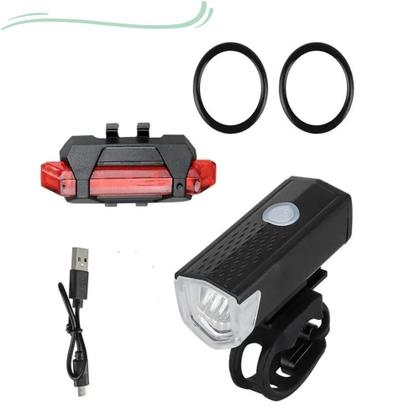 Imagem de Kit Farol Bike Frontal + Pisca Traseiro Led Usb Recarregável