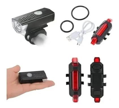 Imagem de  Kit Farol Bike Recarregável Usb Iluminação Noturna