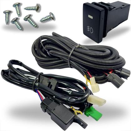 Imagem de Kit farol de milha auxiliar toyota hilux de 2021 à 2025 farol em led moldura preta botão modelo original