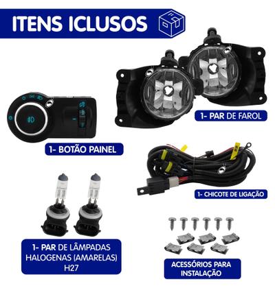 Imagem de Kit Farol de Milha Neblina Chevrolet Cobalt Spin Novo Prisma Onix LT LTZ 2013 á 2019 com Botão Painel