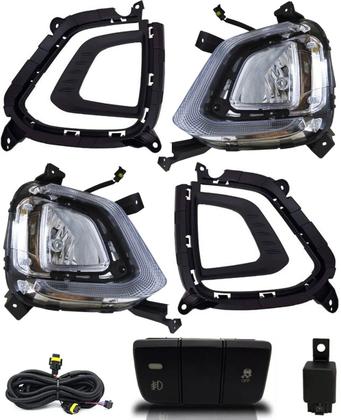 Imagem de Kit Farol de Milha Neblina Hyundai Creta 2020 LED DRL PCD Attitude Smart - Lâmpada Halógena