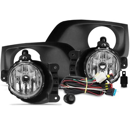 Imagem de Kit Farol de Milha Onix Prisma LT 2017 a 2019 Botão Tic Tac Moldura Preto