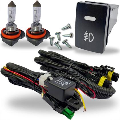 Imagem de kit farol de milha toyota corolla 2014 moldura cromada botao mod. original