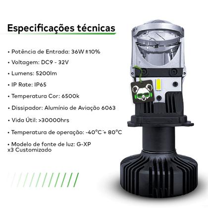 Imagem de Kit Farol Lampada Ultra Super Led Para Conversão Eliptico Canhao Mini Projetor Shocklight Encaixe H4