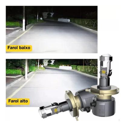 Imagem de Kit Farol Led H4 H7 Par lâmpada Dianteiro 4000 lumens Super Cambus Fácil Instalação KB3