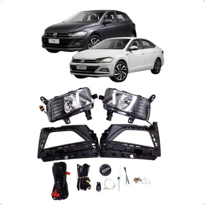 Imagem de Kit Farol Milha Polo Virtus Com DRL Botão Modelo Original