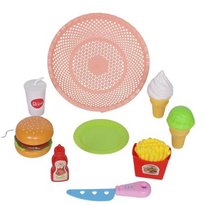 Imagem de Kit Fast Food Comidinha Infantil Com Cesta 9 Pçs