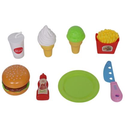 Imagem de Kit Fast Food Comidinha Infantil Com Cesta 9 Pçs