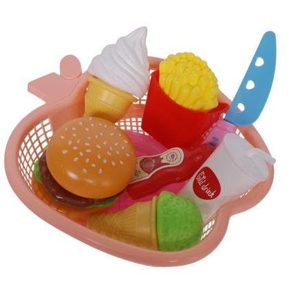 Imagem de Kit Fast Food Comidinha Infantil Com Cesta Maça 9 Pçs
