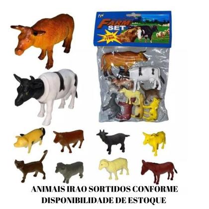 Imagem de Kit fazendinha com trator implementos e animais 