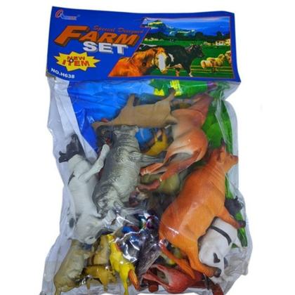 Imagem de Kit fazendinha com trator implementos e animais 