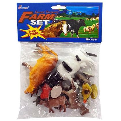 Imagem de Kit fazendinha com trator implementos e animais 