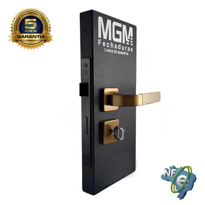 Imagem de Kit Fechadura de Porta Externa Interna Banheiro Roseta Módena Bronze + Dobradiças MGM