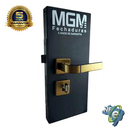 Imagem de Kit Fechadura de Porta Externa Interna Banheiro Roseta Módena Bronze + Dobradiças MGM