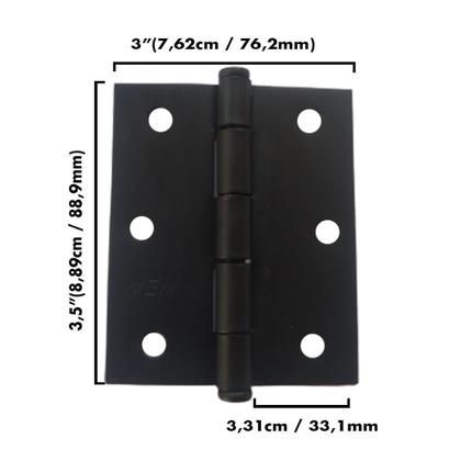 Imagem de Kit Fechadura de Porta Madeira Interna Quarto Roseta Preta Fosco + Dobradiças MGM