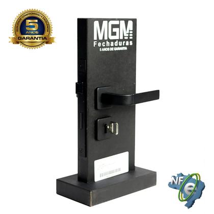 Imagem de Kit Fechadura de Porta Madeira Interna Quarto Roseta Preta Fosco + Dobradiças MGM