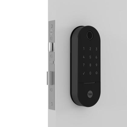 Imagem de Kit Fechadura Digital LIA Rolete Preto Fosco - APP biometria senha