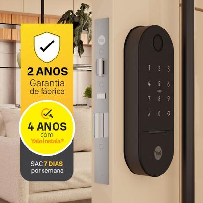 Imagem de Kit Fechadura Digital LIA Rolete Preto Fosco - APP biometria senha