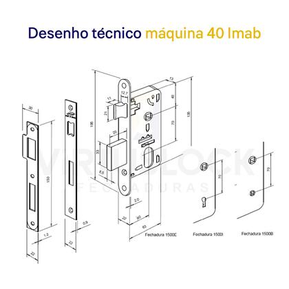 Imagem de Kit Fechadura Externa Duna Imab + 3 Dobradiças C/Reto de Inox