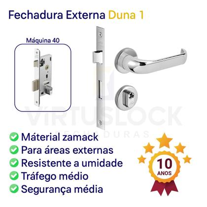 Imagem de Kit Fechadura Externa Duna Imab + 3 Dobradiças C/Reto de Inox