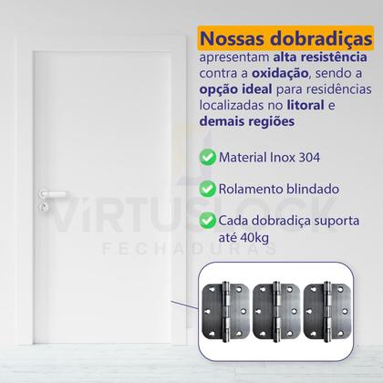 Imagem de Kit Fechadura Externa Tera Imab + 3 Dobradiças C/Red de Inox