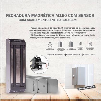 Imagem de Kit Fechadura Magnetica Eletroimã M150 e Controle Cor Cinza