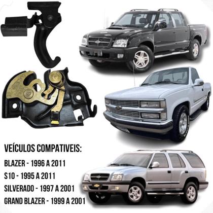 Imagem de Kit  Fechadura Superior E Fecho/Gancho Inferior Do Capô GM S10 Blazer Silverado