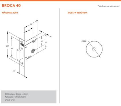 Imagem de Kit Fechadura Tetra Externa Stam 1800/21 Espelho Inox + 2 travas Auxiliares