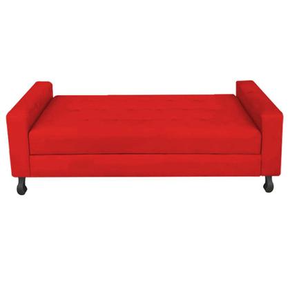 Imagem de Kit Félix com Cabeceira Dama Capitonê 1,00 cm Solteiro Baú Quarto Sala Suede Vermelho - Dama Capitonêffe Móveis